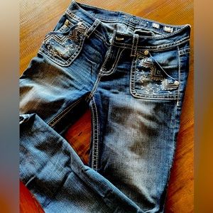 Miss Me jeans, mid rise skinny, size 27, dark blue wash
